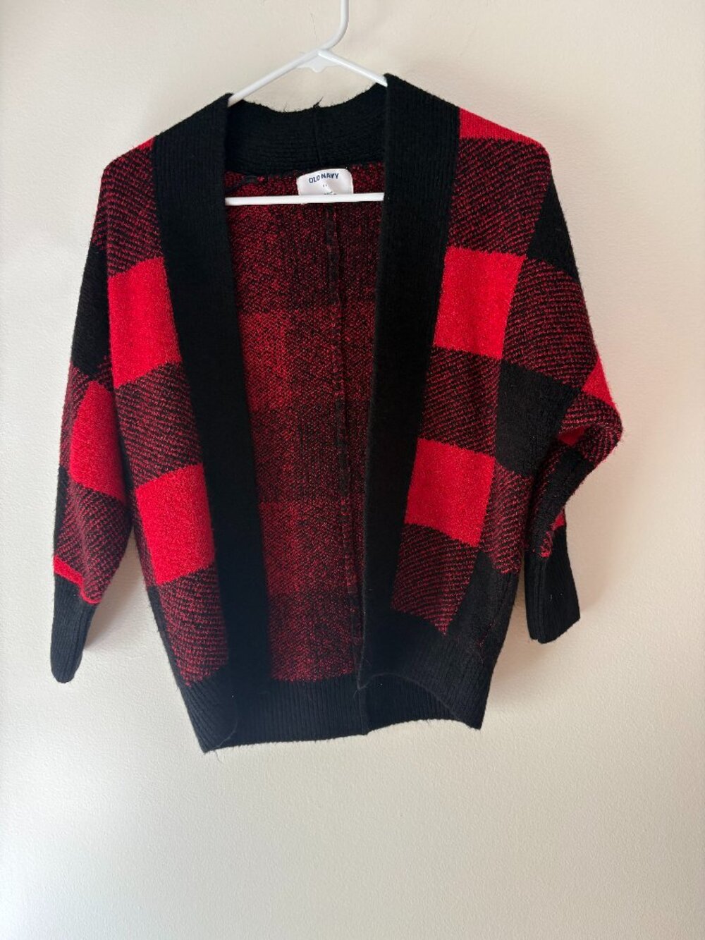 Old Navy Red Black Buffalo Plaid Cardigan Sweater ❤️ Buffalo Check Size M/L
